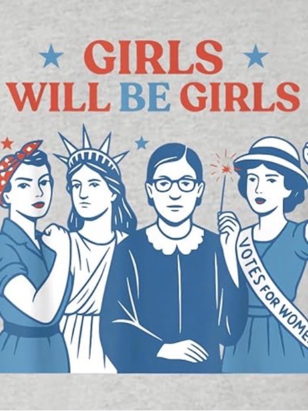 Comfort Colors 2X Girls Will Be Girls Graphic Tee - Blue & Red